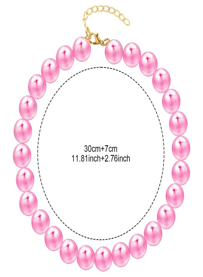 Ymapinc Chunky Pearl Pink Dog Collar, Adjustable Pearl Necklace for Dogs, Fancy Beaded Collar for Female Dogs - Image 2